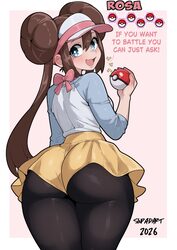 1girl 2026 alternate ass size (larger) artist name ass black pantyhose blue eyes brown hair character name commentary d…