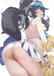 animal ears arm at side arm up ass bare arms bare legs bare shoulders black hair black tail blue archive blue eyes blue…