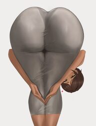1girl amen pose (meme) ass brown hair commentary request dark-skinned female dark skin dongtan dress dress from behind …