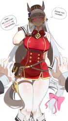 1girl 1other absurdres animal ears arm at side bad id bad pixiv id bag blue bow blunt bangs blurry blurry foreground bo…