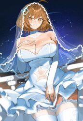 1girl absurdres ahoge alternate costume anis (nikke) anis (star) (nikke) blush breasts bridal gauntlets bridal veil bro…
