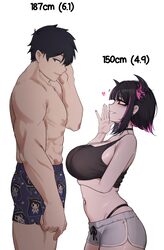 1boy 1girl aradia ravencroft arm under breasts bad id bad pixiv id black hair black horns black panties black shorts bl…