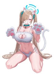 1girl absurdres animal collar animal ear hairband animal ears animal hands asuna (blue archive) bell blonde hair blue a…
