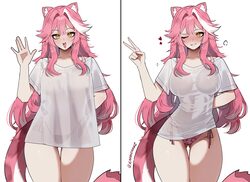 1girl animal ear fluff animal ears arm behind back ass visible through thighs bikini blush breasts collarbone commentar…